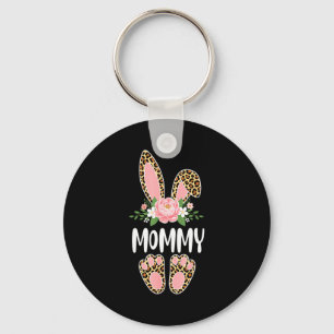 Bloemrijke luipaard moeder konijn happy easter moe sleutelhanger
