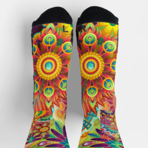 Bloemrijke Mandala Collage Psychedelische Yoga Leg Sokken