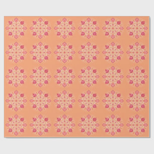 Bloemrijke mandala-illustratie op een perzik achte cadeaupapier