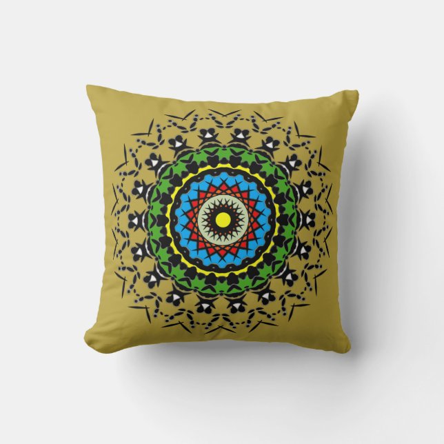 Bloemrijke Mandala Naadloos Kussen (Voorkant)
