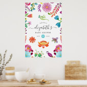 Bloemrijke Mexicaanse Fiesta Baby- of Bruiloftfees Poster (Keuken)
