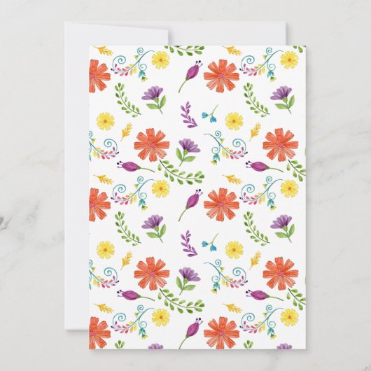 Bloemrijke Mexicaanse Fiesta Beperkte Huwelijksgas Aankondiging (Achterkant)