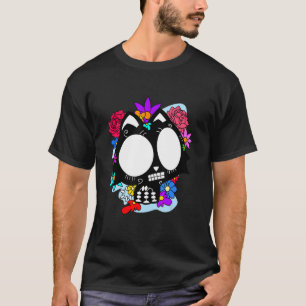 Bloemrijke Mexicaanse Kat Dag van de Doden Dia De T-shirt