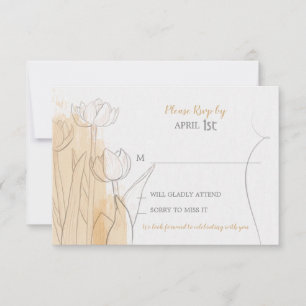 Bloemrijke Minimalistische Waterverf RSVP Kaart