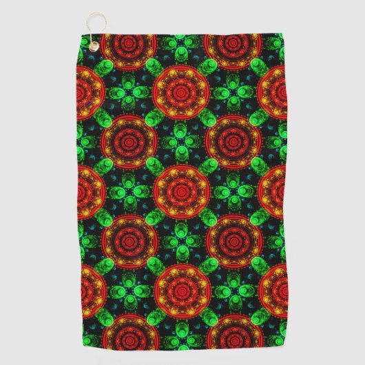 Bloemrijke moderne boho elegante abstracte patroon golfhanddoek (Voorkant)