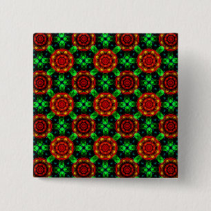 Bloemrijke moderne boho elegante abstracte patroon vierkante button 5,1 cm