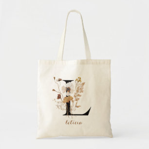 Bloemrijke Moderne Gepersonaliseerde Monogram Lett Tote Bag