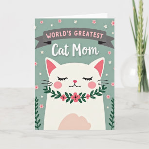 Bloemrijke Moederdagkaart voor Kattenliefhebbers Kaart