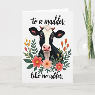 Bloemrijke Moederdagkaart voor Koeienliefhebbers Kaart