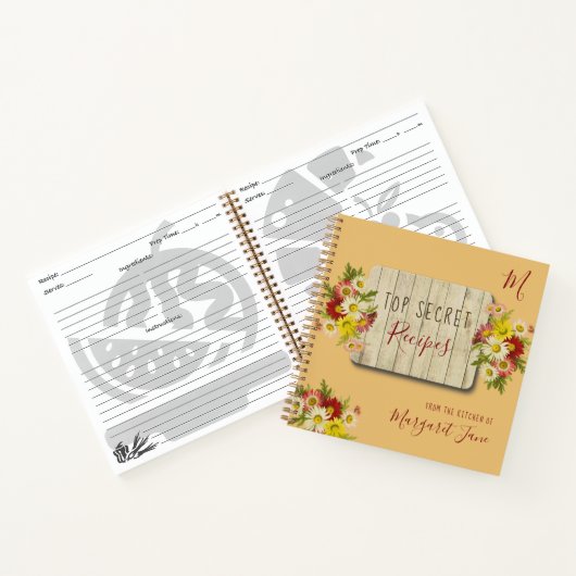 Bloemrijke monogram naam recepten journaal notitieboek (Binnen)