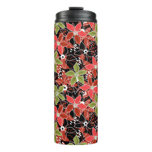 Bloemrijke multikleurige schets retro herfst thermosbeker