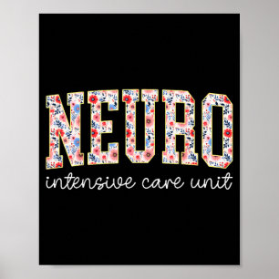 Bloemrijke Neuro Icu Verpleegster Hersenen Neurowe Poster