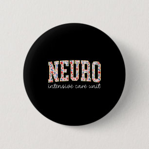 Bloemrijke Neuro Icu Verpleegster Hersenen Neurowe Ronde Button 5,7 Cm