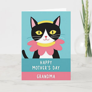 Bloemrijke Oma Kat Dag Kaart