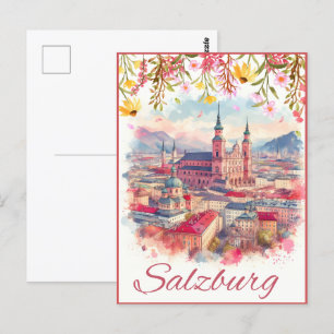 Bloemrijke Oostenrijk hoofdstad Salzburg skyline Briefkaart