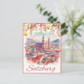 Bloemrijke Oostenrijk hoofdstad Salzburg skyline Briefkaart (Staand voorkant)