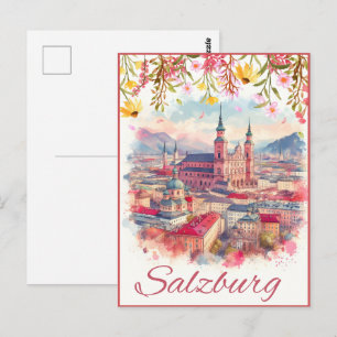 Bloemrijke Oostenrijkse hoofdstad salzburg skyline Briefkaart