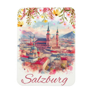 Bloemrijke Oostenrijkse hoofdstad salzburg skyline Magneet