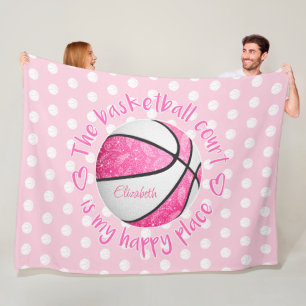 bloemrijke paisley roze basketbalveld geluksoord fleece deken