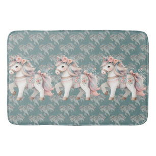 Bloemrijke Pastel Paard Fantasie Illustratie Badmat