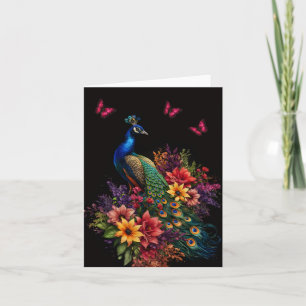 Bloemrijke Pauw & Vlinders Lege Notitiekaart