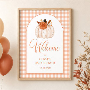 Bloemrijke Pompoen Baby Shower Welkom Poster