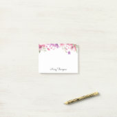 Bloemrijke rand scriptnaam post-it® notes (Op bureau)