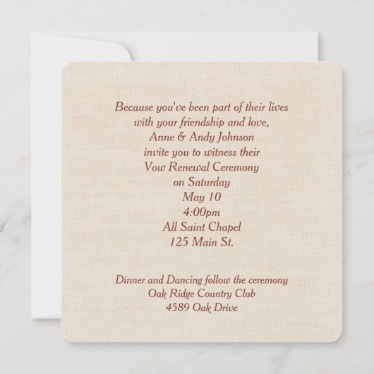 Bloemrijke rand voor het hernieuwen van geloften kaart (Achterkant)