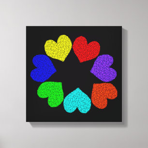 Bloemrijke Regenboog Liefdes Hartjes Canvasprint Canvas Afdruk