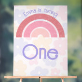 Bloemrijke regenboog verjaardag acryl bord (Neutraal)