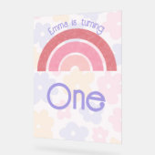 Bloemrijke regenboog verjaardag acryl bord (Hoek)