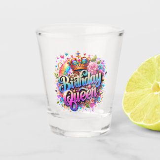 Bloemrijke Regenboog Verjaardags Koningin Shot Glas