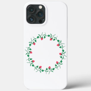 Bloemrijke ronde lijst met roze rozenbloemen iPhone 13 pro max hoesje