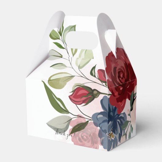 Bloemrijke Rustieke Blush Bruiloftsfeest Bedankdoosjes (Achterkant)