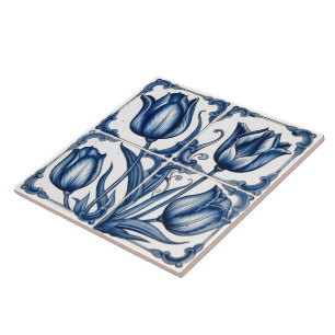 Bloemrijke Rustieke Indigo Azulejo Tegels Tegeltje