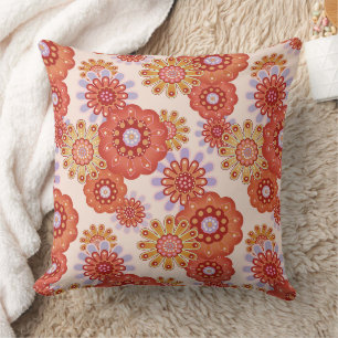Bloemrijke rustieke retro bruine beige kussen