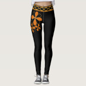 Bloemrijke Rustieke Retro Zwart Bruin Land Leggings (Voorkant)