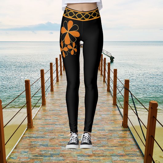Bloemrijke Rustieke Retro Zwart Bruin Land Leggings