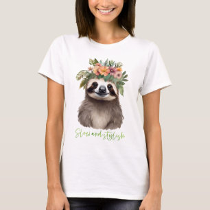 Bloemrijke schattige luiaard t-shirt