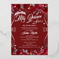 Bloemrijke Scroll Robijnrode Mis Quince Quinceaner