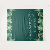 Bloemrijke Smaragdgroene Verjaardag Quinceanera Fo Wandkleed (Voorkant (horizontaal))