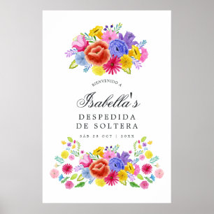 Bloemrijke Spaanse Fiesta Bruiloft Feest Begroetin Poster