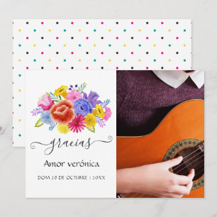 Bloemrijke Spaanse Fiesta Quinceañera Foto Bedankt