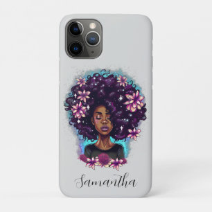 Bloemrijke Sprankelende Afro Vrouw iPhone 11 Pro Hoesje