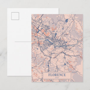 Bloemrijke stadsplattegrond van Florence Italië Re Briefkaart