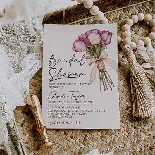 Bloemrijke strik elegante boho bruiloft feest kaart