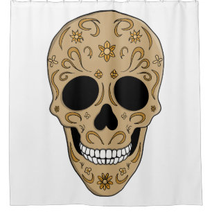 Bloemrijke Suiker Schedel Dia de los Muertos Douchegordijn