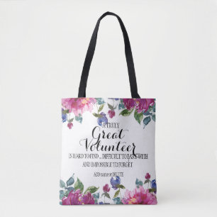 Bloemrijke tas Vrijwilliger Bedankt Cadeau Waarder