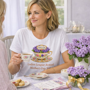Bloemrijke Theekop Moederdag Thee-evenement T-shirt
