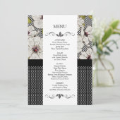 Bloemrijke trouwreceptie menu kaarten (Staand voorkant)